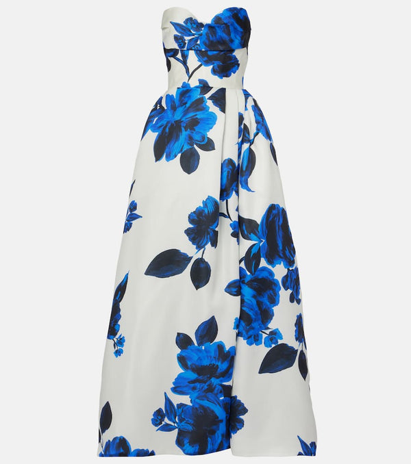 Monique Lhuillier Draped floral silk gown