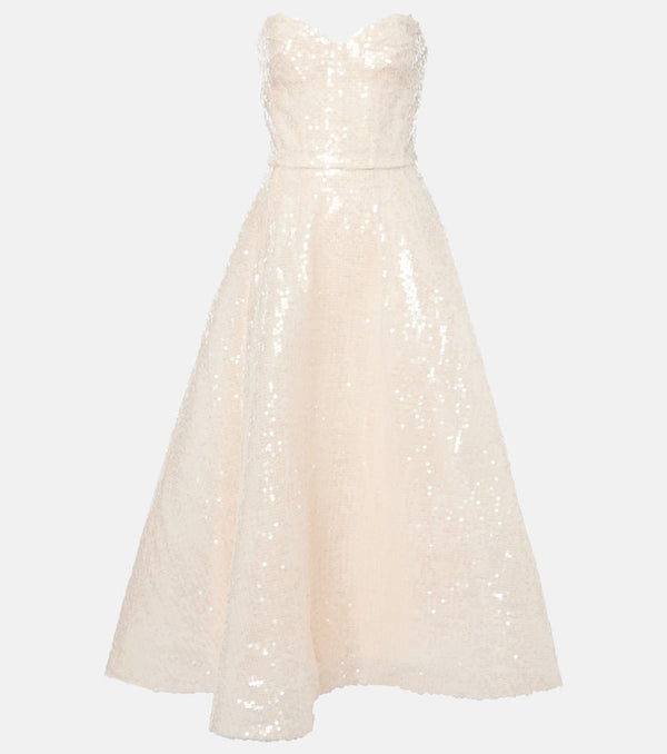 Monique Lhuillier Sequined strapless tulle cocktail dress