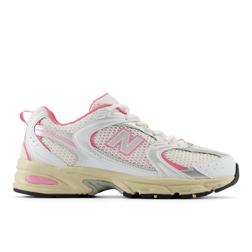 New Balance Men's 530 in White/Pink Synthetic, 