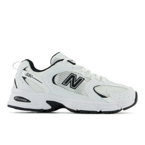 New Balance 530 in White Black Synthetic