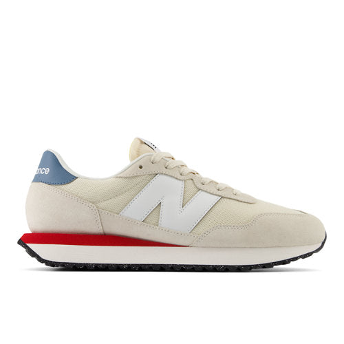 New Balance 237 in Beige White Blue Red Suede Mesh