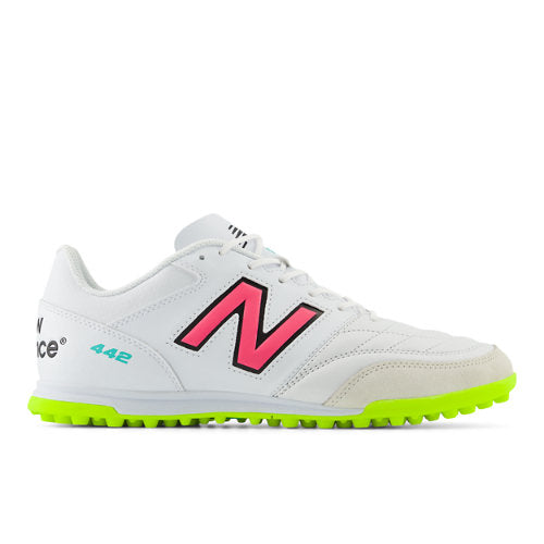 New Balance Men's 442 V2 TEAM TF in White/Yellow/Pink/Black Synthetic, Wide