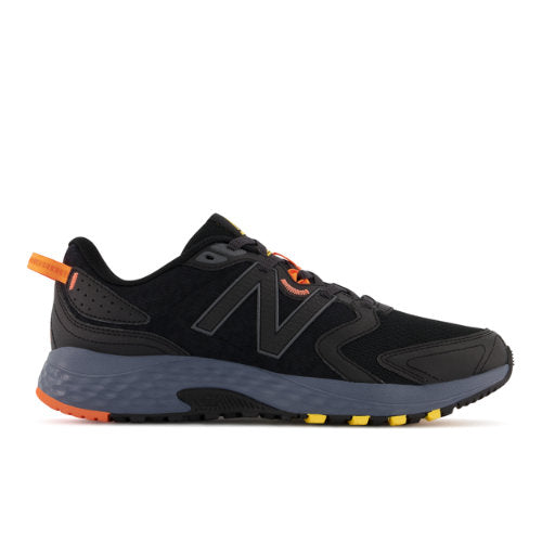 New Balance Men's 410v7 in Black/Grey/Orange Textile, 