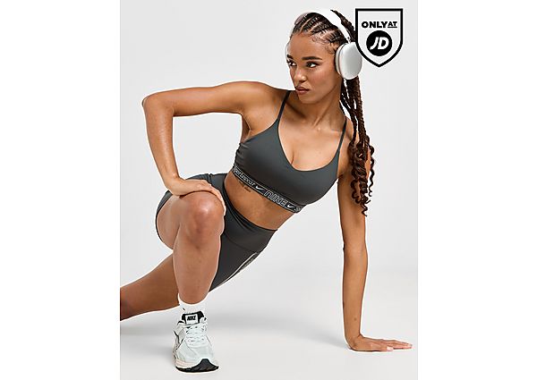 Nike Training Graphic Swoosh Sports Bra  Grey