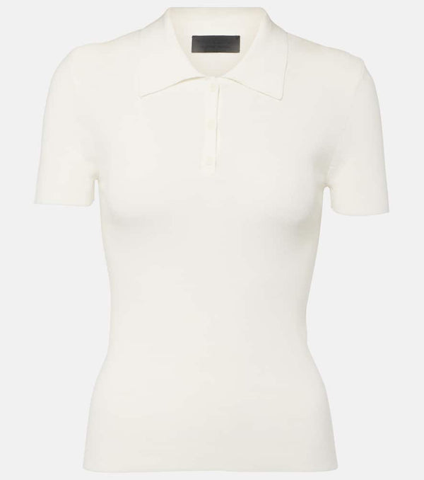 Nili Lotan Ribbed-knit cotton polo shirt