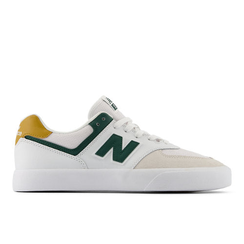 New Balance Men's NB Numeric 574 Vulc in White/Green Suede/Mesh, 