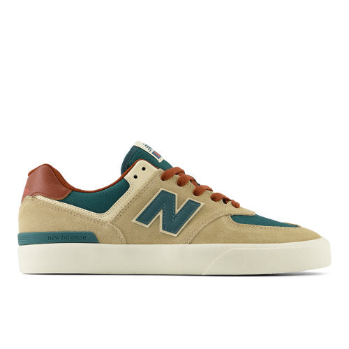 New Balance Men's NB Numeric 574 Vulc in Brown/Green Suede/Mesh, 