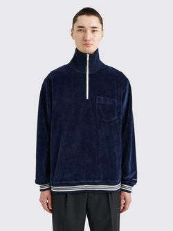 Noah Velour Pullover Navy