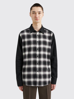 Noah Plaid Panel Shirt Black White