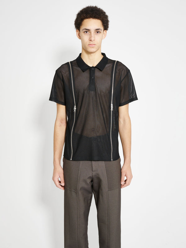 Olly Shinder Zip Polo Black Mesh