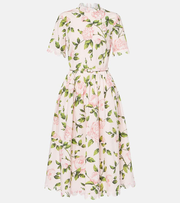 Oscar de la Renta Floral cotton-blend poplin midi dress