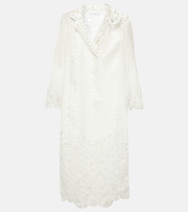 Oscar de la Renta Floral trellis guipure lace-trimmed tunic