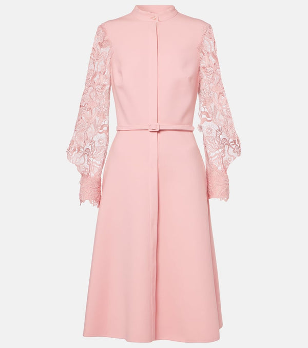 Oscar de la Renta Guipure lace-trimmed wool-blend midi dress