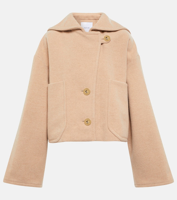 Patou Cropped double-faced wool-blend coat