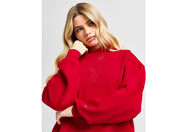 Playboy Satin Logo Hoodie  Red