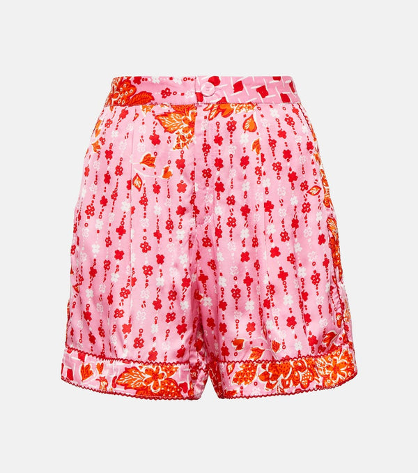 Poupette St Barth Isabelle floral satin shorts