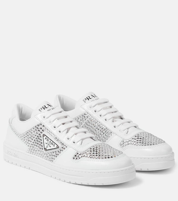 Prada Crystal-embellished leather sneakers