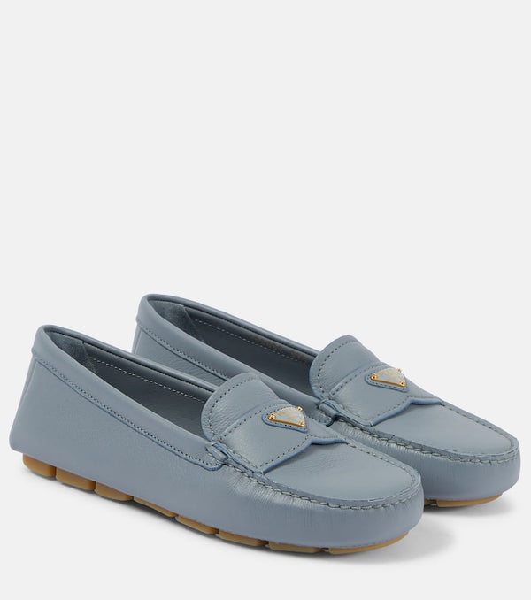 Prada Logo leather moccasins