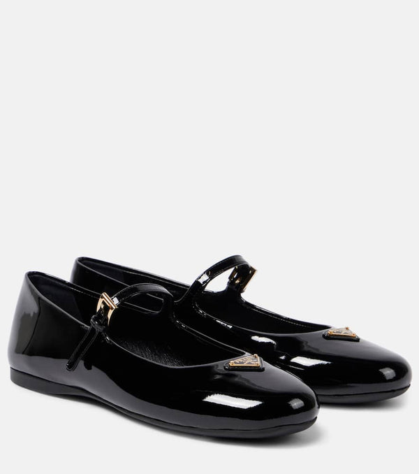 Prada Logo patent leather Mary Jane flats