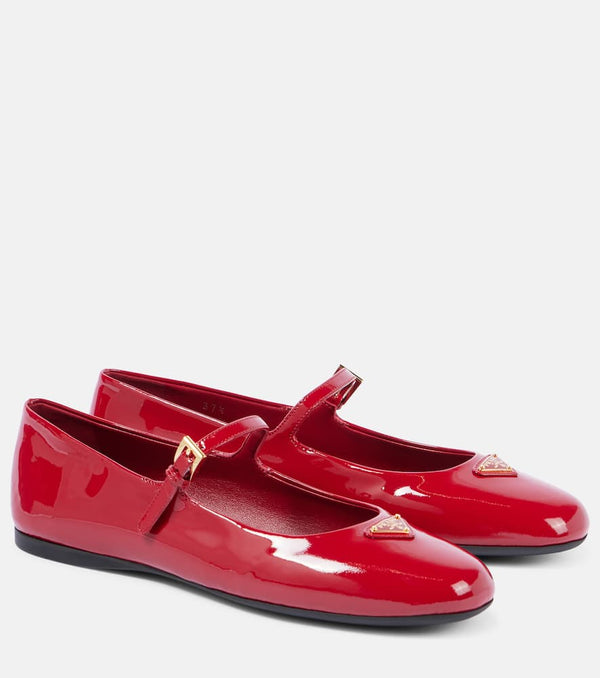 Prada Logo patent leather Mary Jane flats