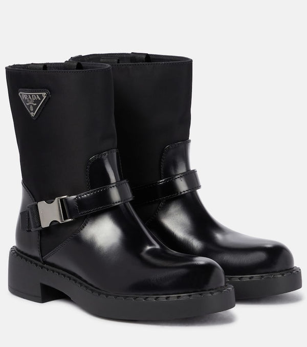 Prada Re-Nylon and leather ankle boots