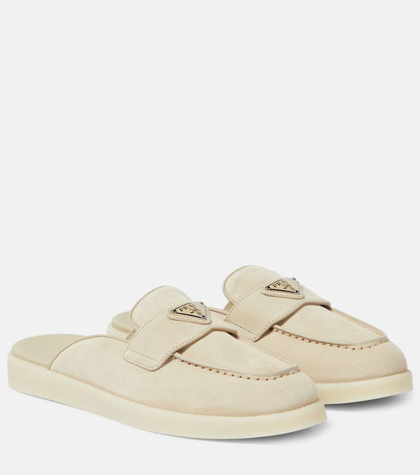 Prada Saint Tropez Logo suede slippers