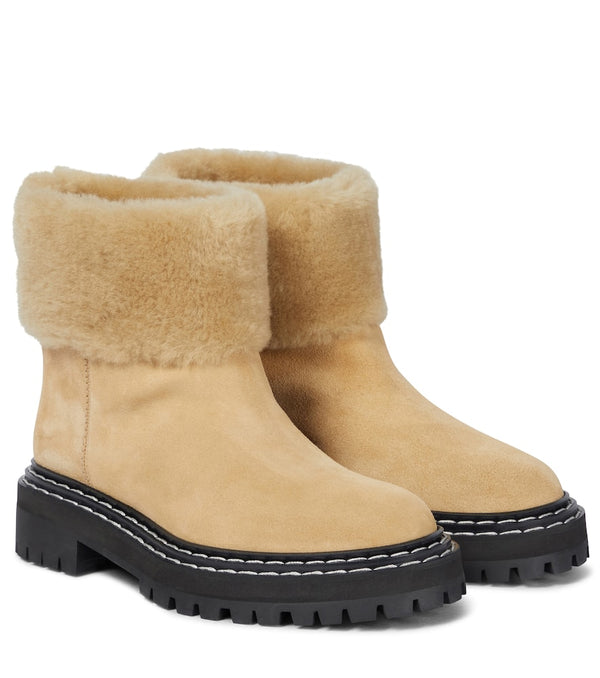 Proenza Schouler Shearling-trimmed suede ankle boots