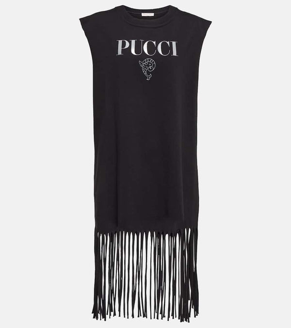 Pucci Logo fringed cotton jersey minidress