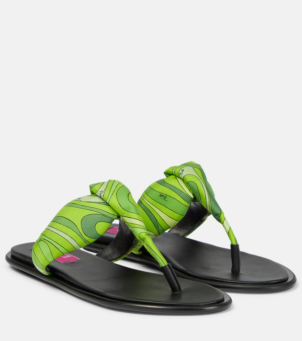 Pucci Printed silk twill thong sandals