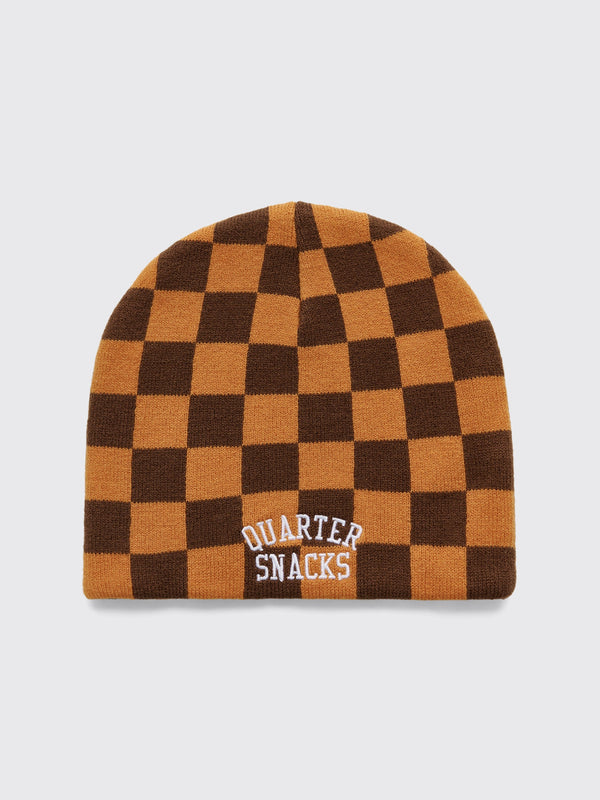 Quartersnacks Checkerboard Beanie Tan Brown