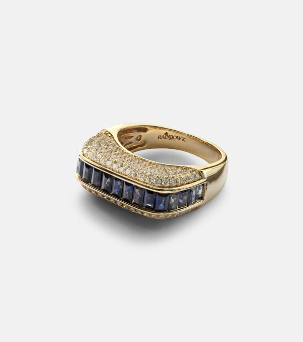 Rainbow K Empress 18kt gold ring with diamonds and sapphires