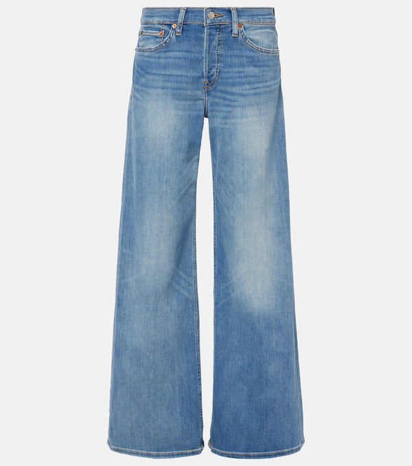 Re/Done Cotton Stretch mid-rise wide-leg jeans