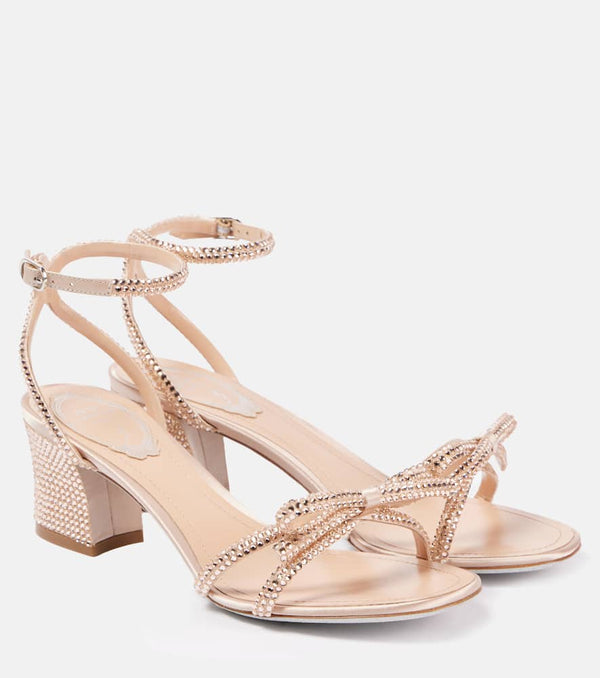 Rene Caovilla 50 embellished bow-detail satin sandals