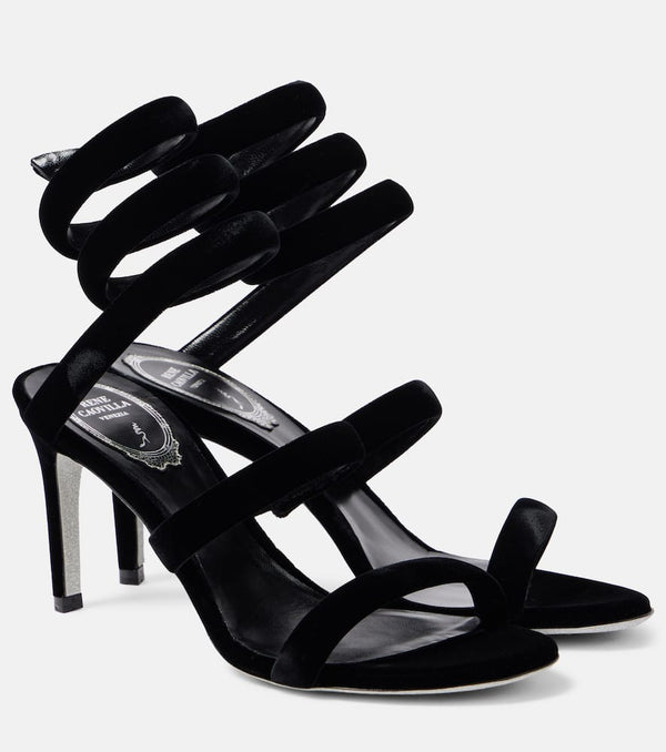 Rene Caovilla Cleo 80 velvet sandals