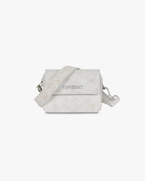 Represent Cracked Leather Cross Body Bag Antique White