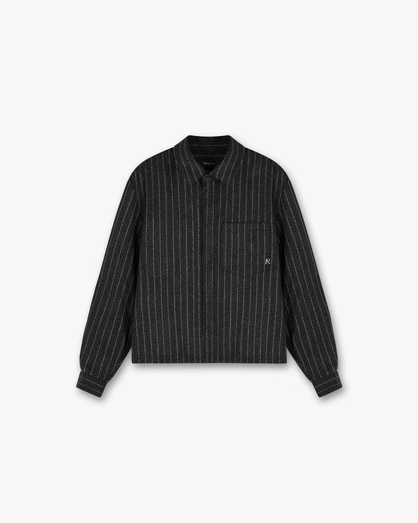 Represent Cropped Dress Shirt Black Pinstripe Black