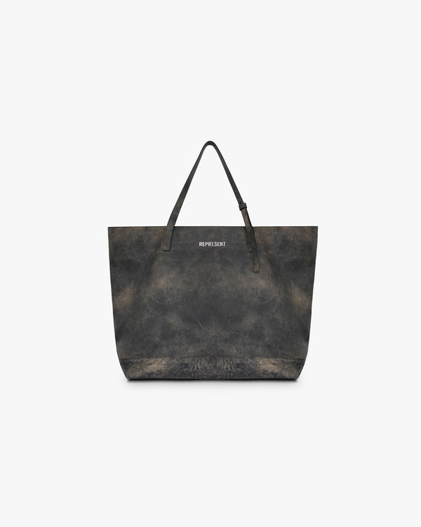 Represent Distressed Leather Tote Bag Brown