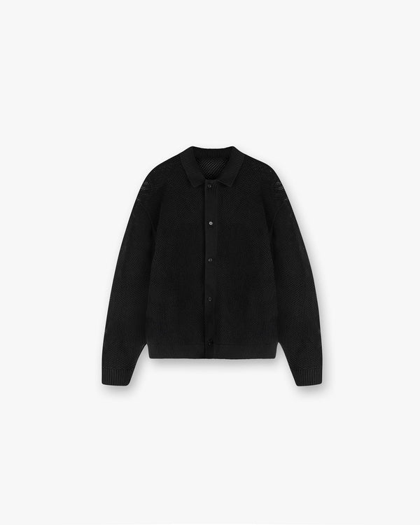 Represent Long Sleeve Mesh Knit Shirt Jet Black