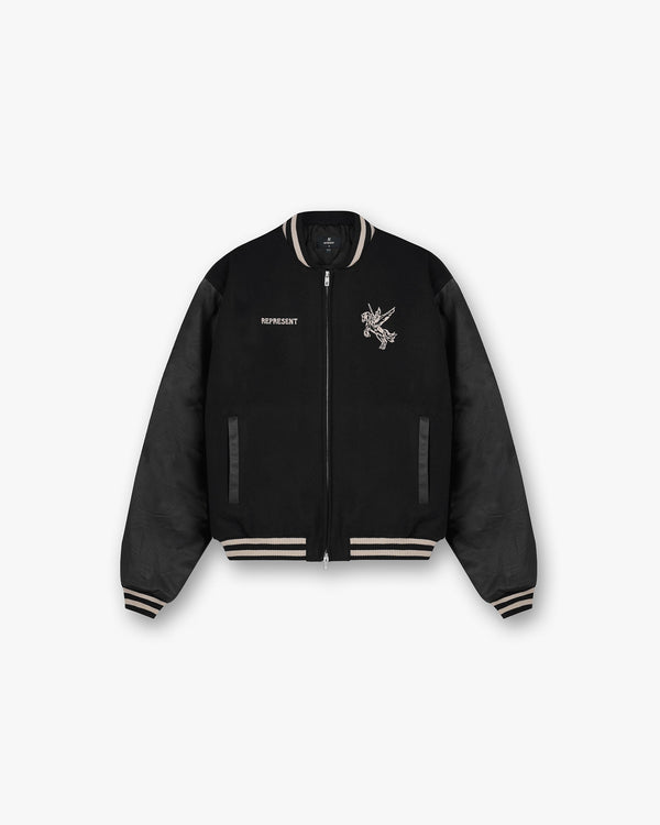 Represent Mascot Wool Varsity Jacket Jet Black