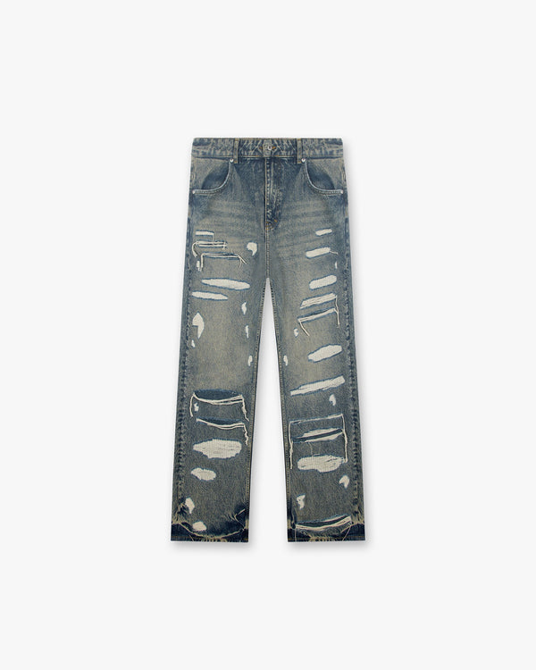 Represent R3D Double Destroyer Baggy Denim Blue Cream Blue