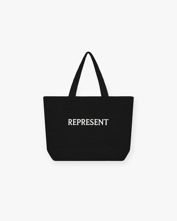 Represent Raffia Tote Bag Jet Black