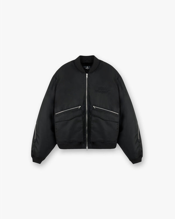 Represent Zip Back Bomber Jacket Jet Black