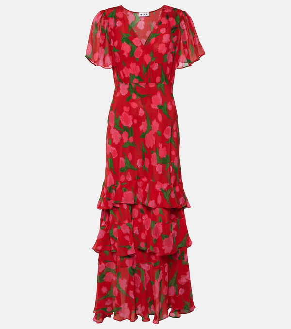 Rixo Gilly floral tiered silk maxi dress