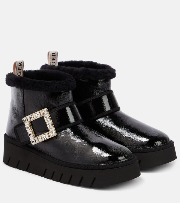 Roger Vivier Viv' Winter shearling-trimmed leather boots