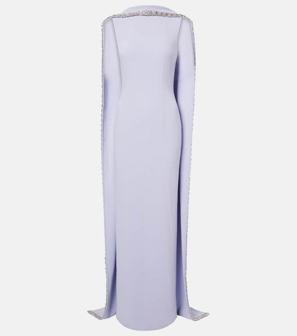 Roland Mouret Caped embellished satin crêpe gown