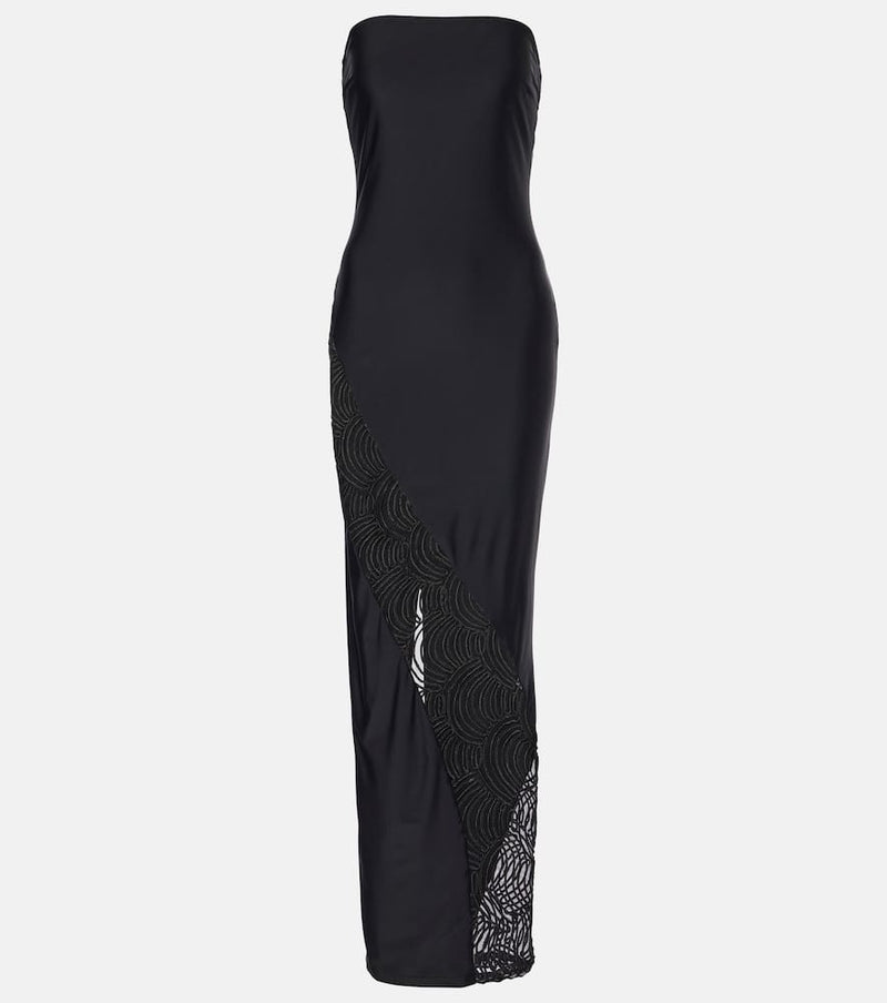 Rotate Lace-trimmed maxi dress