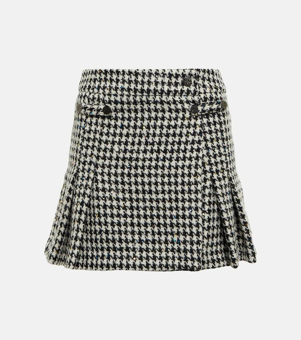 Rotate Sequined houndstooth tweed miniskirt