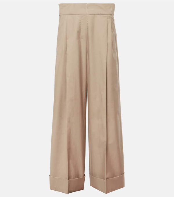 S Max Mara Pleated cotton-blend twill wide-leg pants