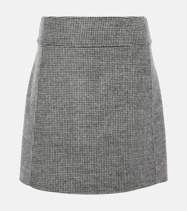 S Max Mara Stone houndstooth wool and mohair-blend miniskirt