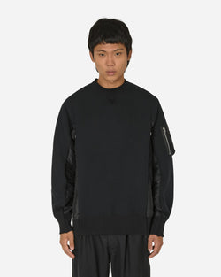 sacai Sponge Sweat x Nylon Twill Crewneck Sweatshirt Black / Black